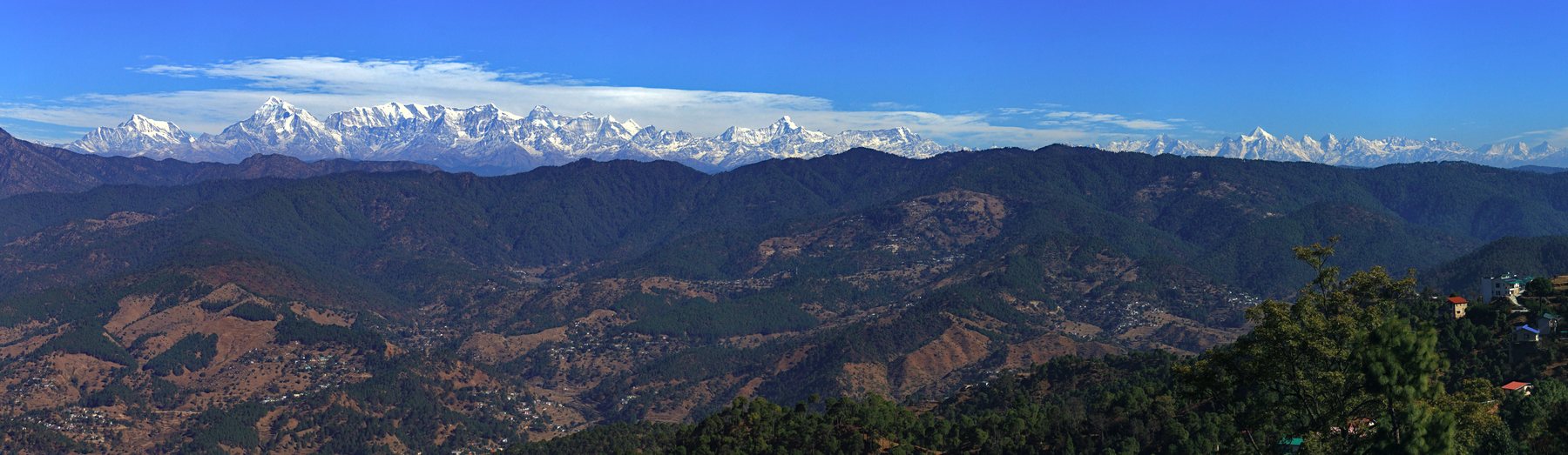 Panoramic view of the Kumaon Himalaya from Ranikhet, Uttarakhand